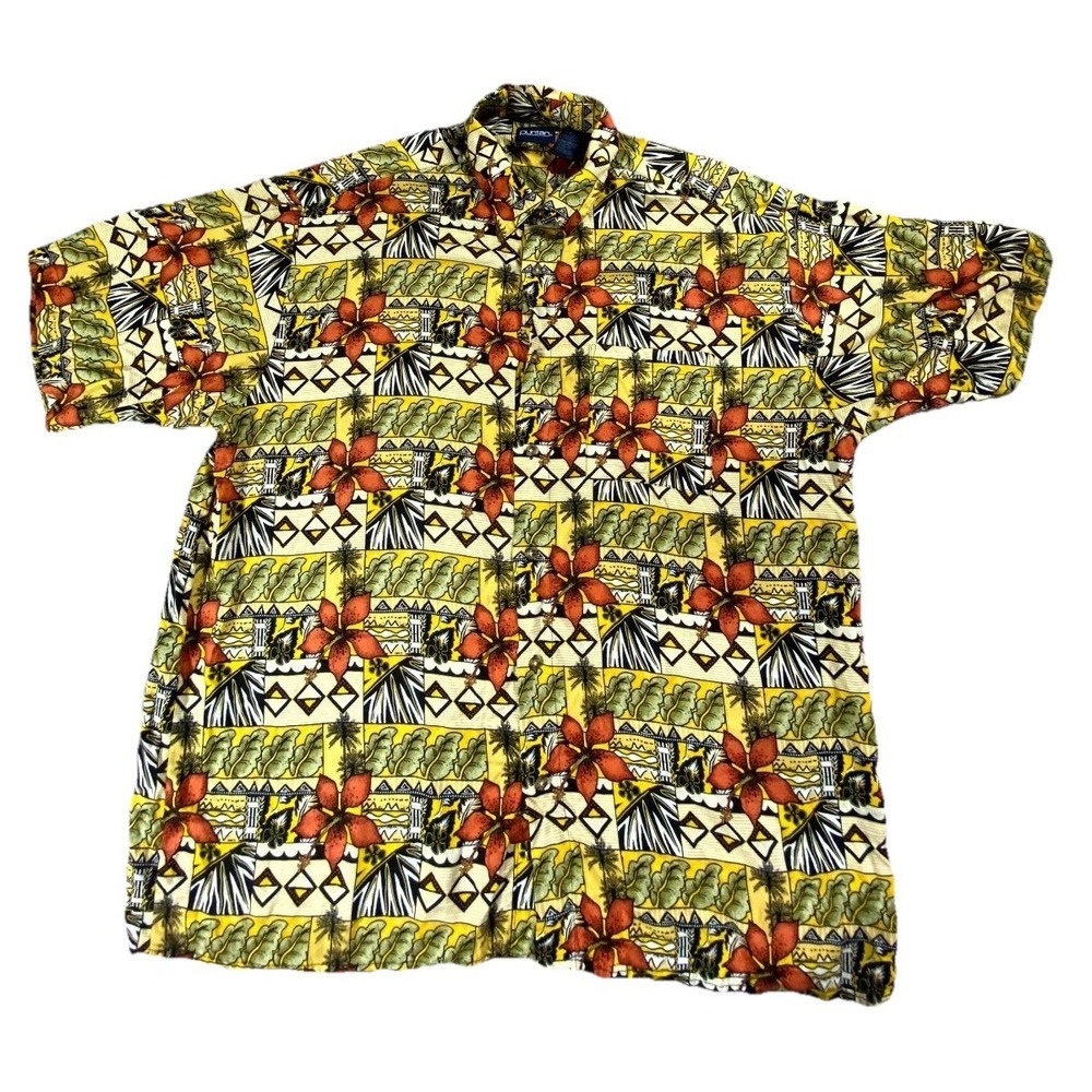 Puritan Shirt Mens XL Multicolor Floral Tropical Short Sleeve Hawaiian Button-Up